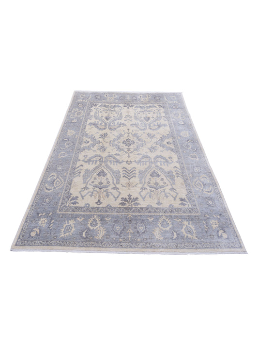 Oushak Ivory Gray 8.1x9.9 Hand Knotted Rug