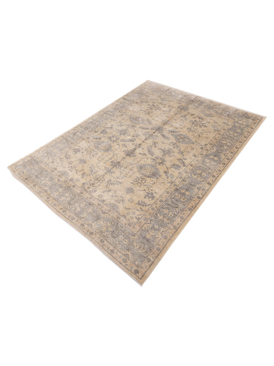 Oushak Ivory Gray 9.1x12.4 Hand Knotted Rug