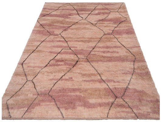 Baskra Pink Brown 9.5x11.7 Hand Knotted Rug