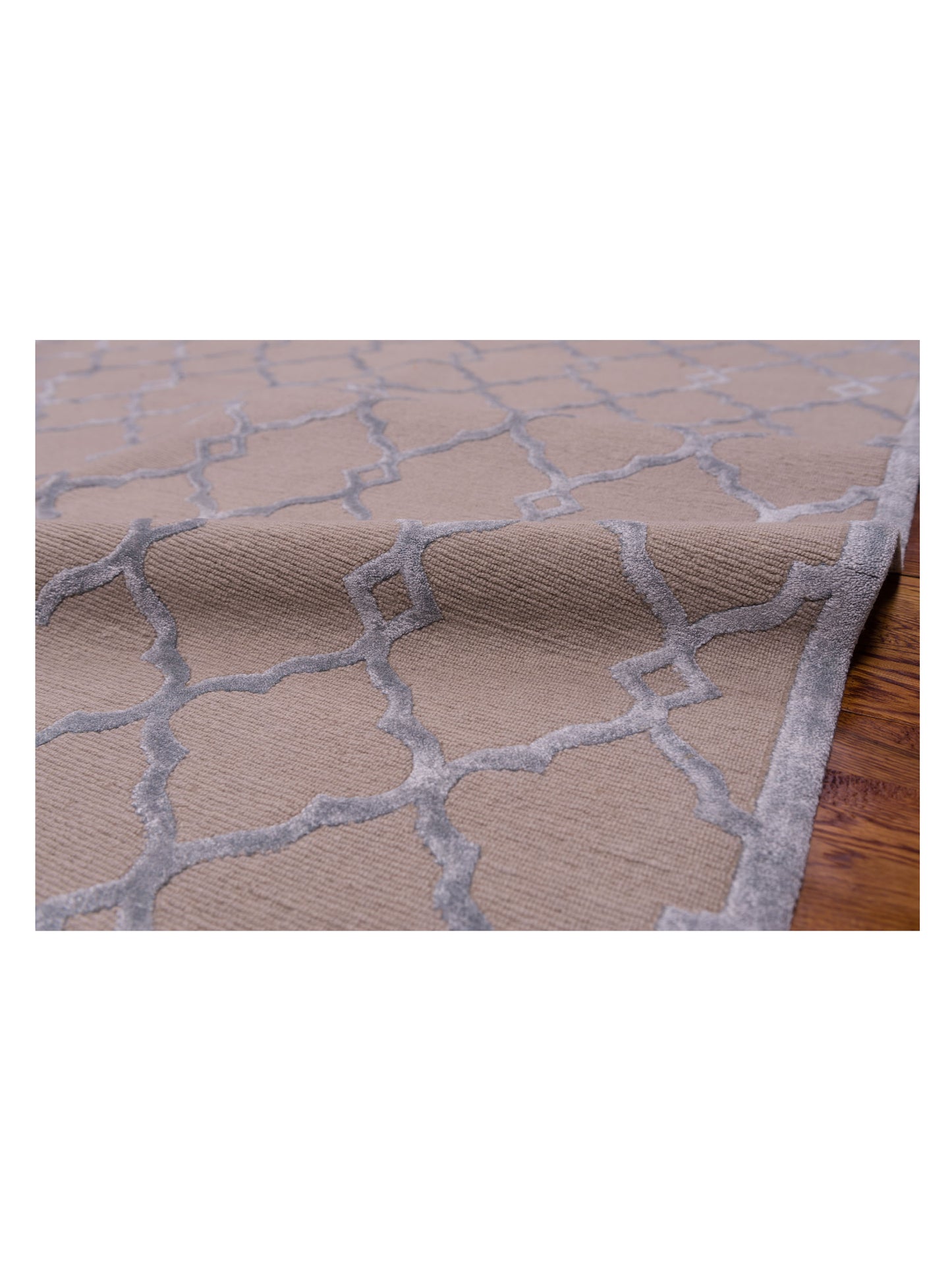 Tenzari Beige Blue 9.1x12 Hand Knotted Rug