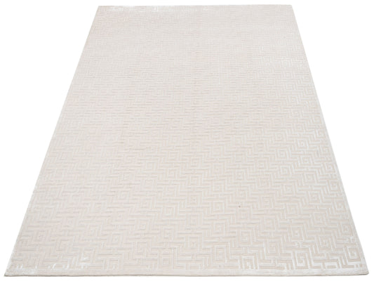 Tenzari Ivory 8.1x9.10 Hand Knotted Rug