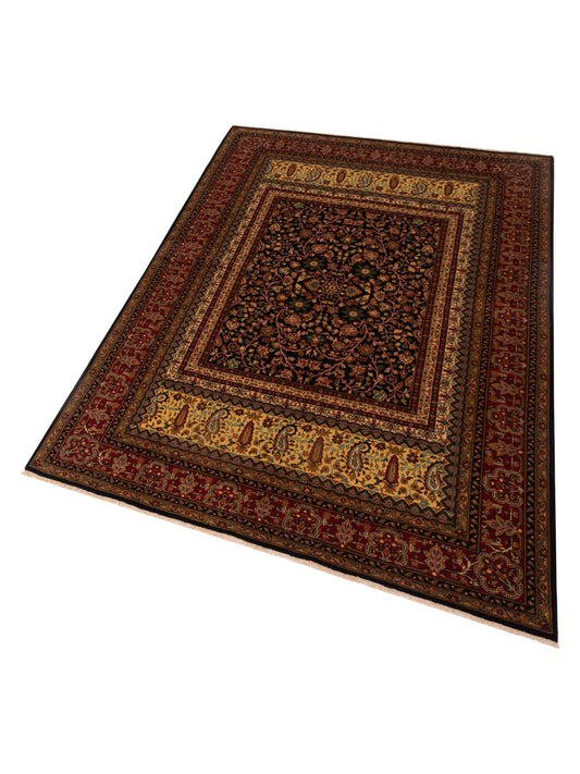 Sansira Black Red 6x8.9 Hand Knotted Rug