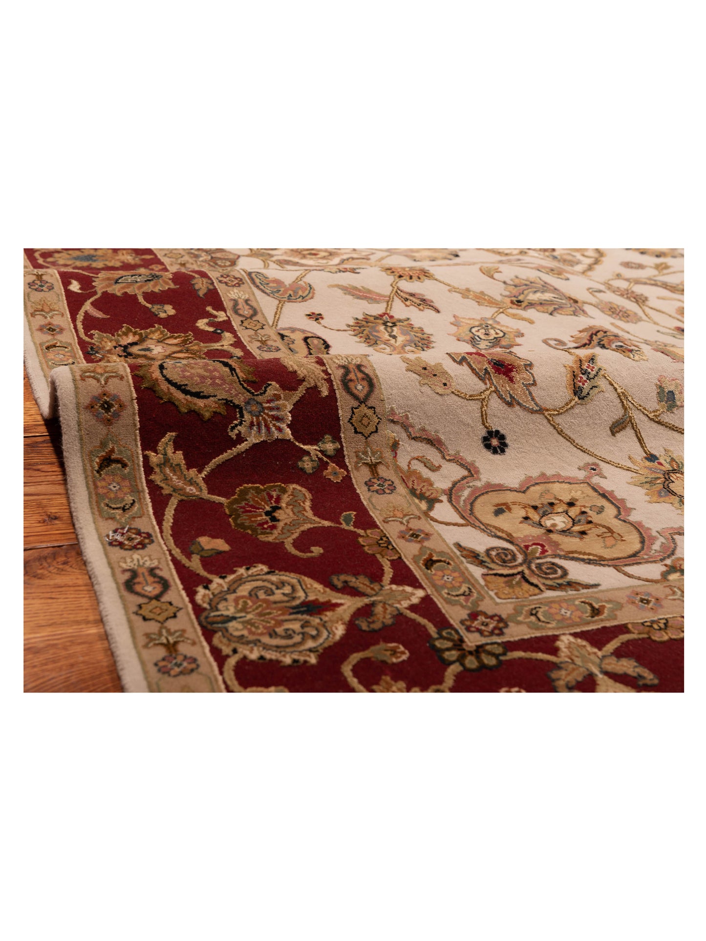 Javira Silk Ivory Red 6x9.3 Hand Knotted Rug