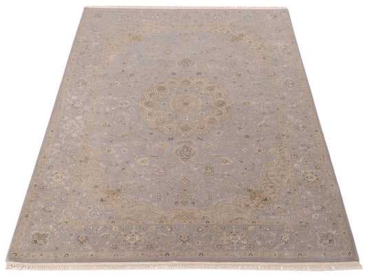 Javira Silk Silver Silver 6.1x9.1 Hand Knotted Rug
