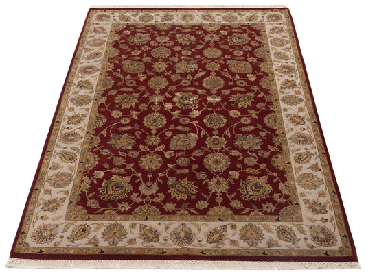 Javira Silk Red Ivory 6x8.10 Hand Knotted Rug