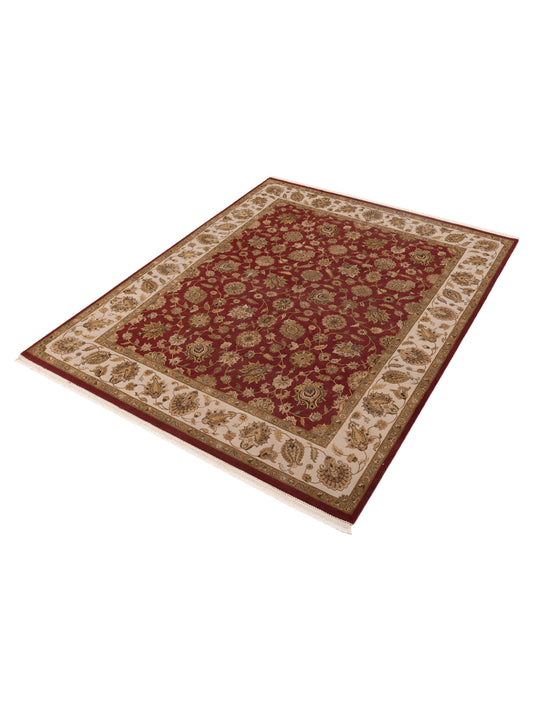 Javira Silk Red Ivory 8.1x10.3 Hand Knotted Rug