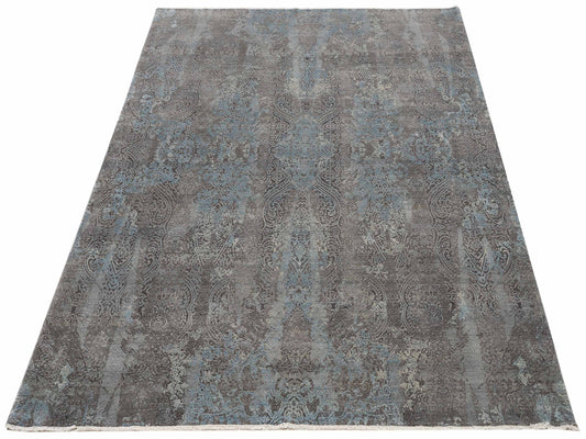 Silkara Gray 7.10x9.10 Hand Knotted Rug