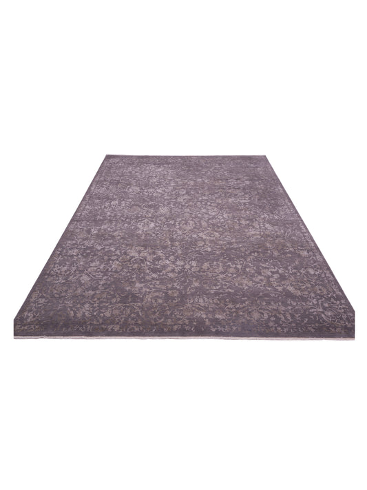 Silkara Gray Gray 9.1x12.2 Hand Knotted Rug