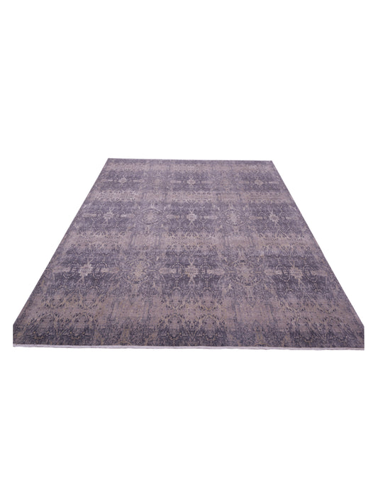 Silkara Gray Gray 9.1x12.2 Hand Knotted Rug