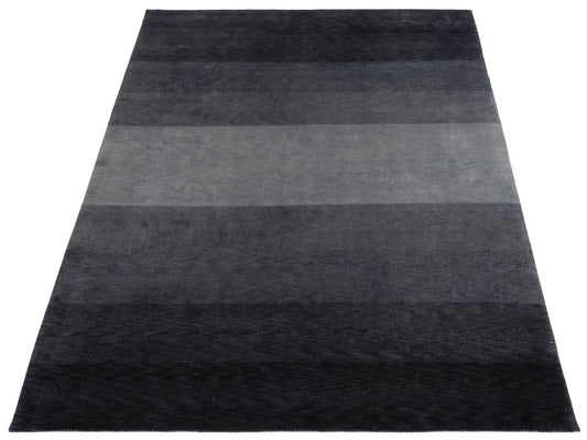 Tenzari Dark Gray 8.3x10.2 Hand Knotted Rug