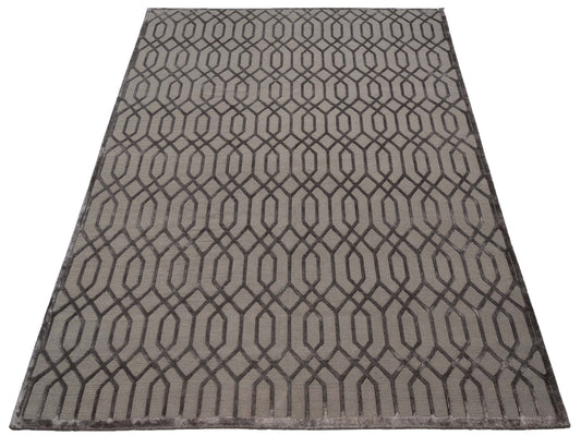 Tenzari Charcoal 8.2x9.10 Hand Knotted Rug