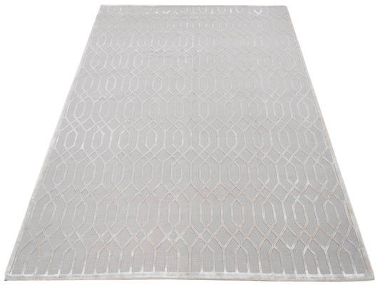Tenzari Silver 8.2x10.2 Hand Knotted Rug
