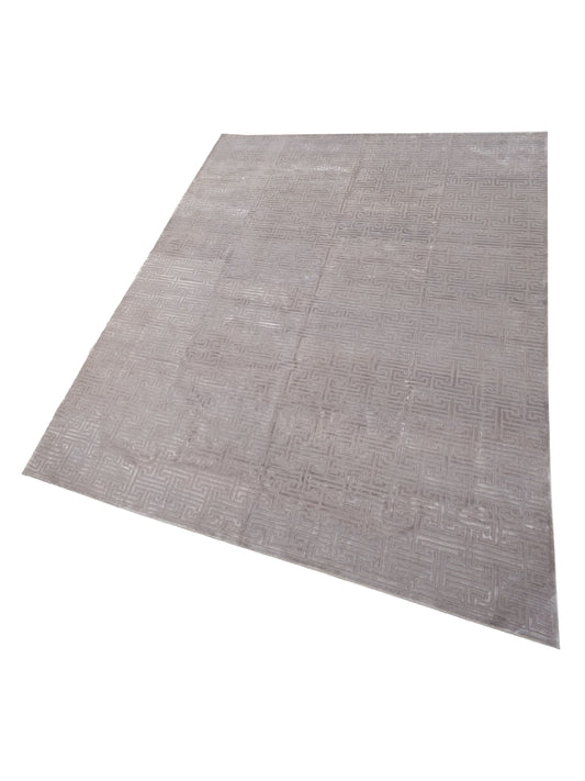 Tenzari Gray 10x14 Hand Knotted Rug