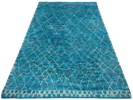 Baskra Turquoise Ivory 10.3x13.10 Hand Knotted Rug