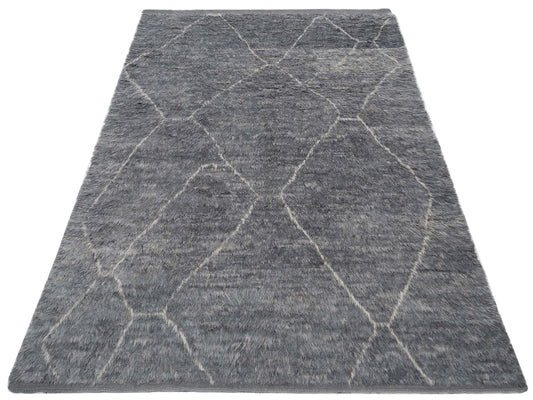 Baskra Gray Ivory 7.10x10.8 Hand Knotted Rug