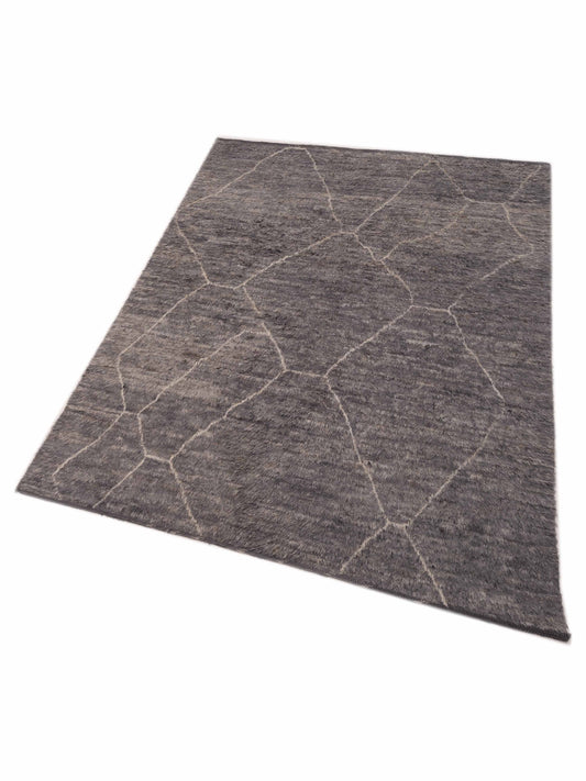 Baskra Gray Ivory 8.10x11.9 Hand Knotted Rug