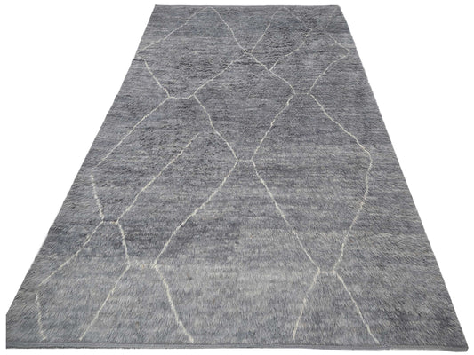 Baskra Gray Ivory 10.5x14.5 Hand Knotted Rug