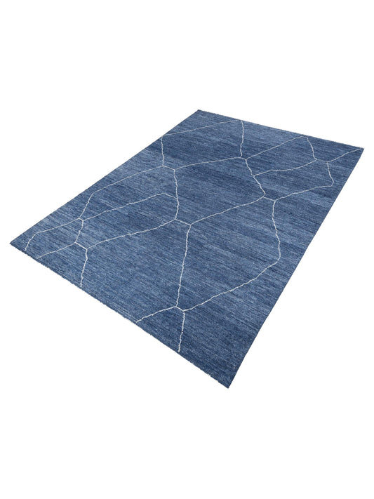 Baskra Indigo Ivory 11.8x16.2 Hand Knotted Rug