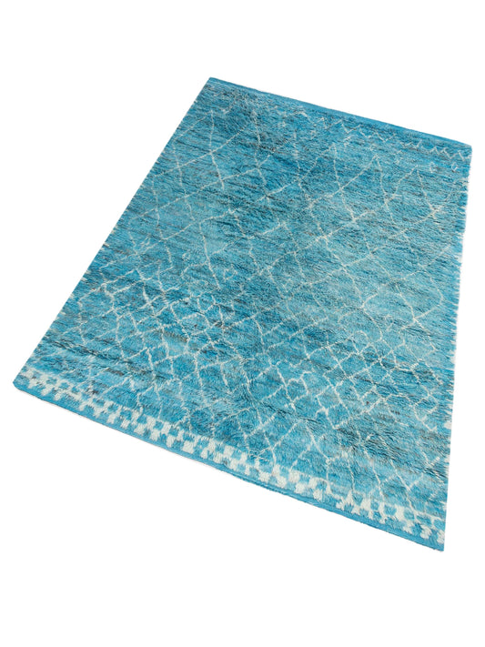 Baskra Turquoise 9.1x12.2 Hand Knotted Rug