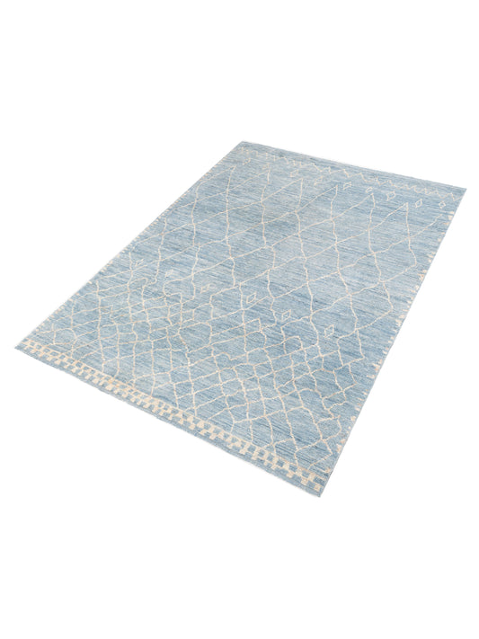 Baskra Jean Blue Naturel 9.1x12.5 Hand Knotted Rug