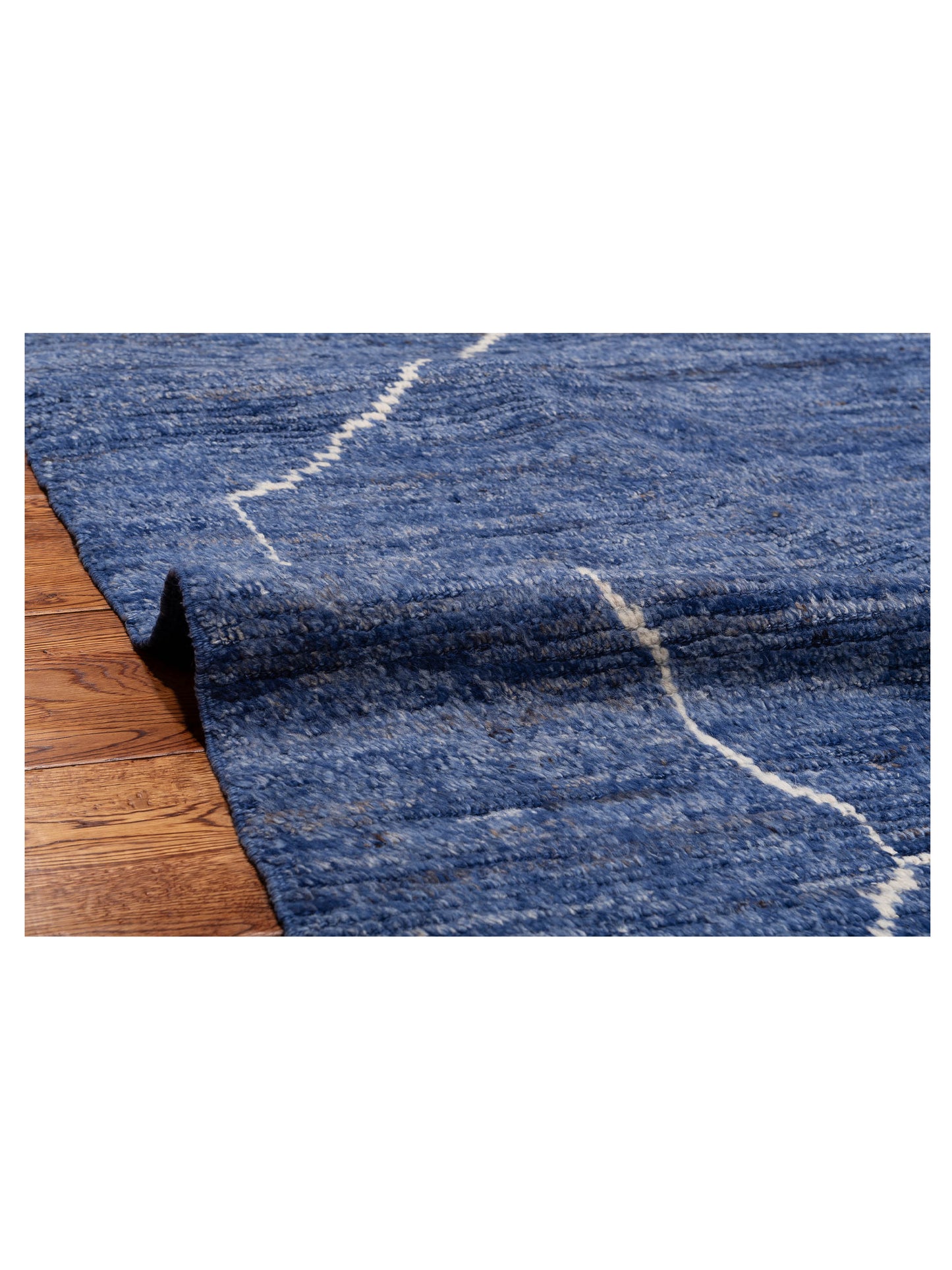 Baskra Dark Blue Ivory 11.8x16.3 Hand Knotted Rug