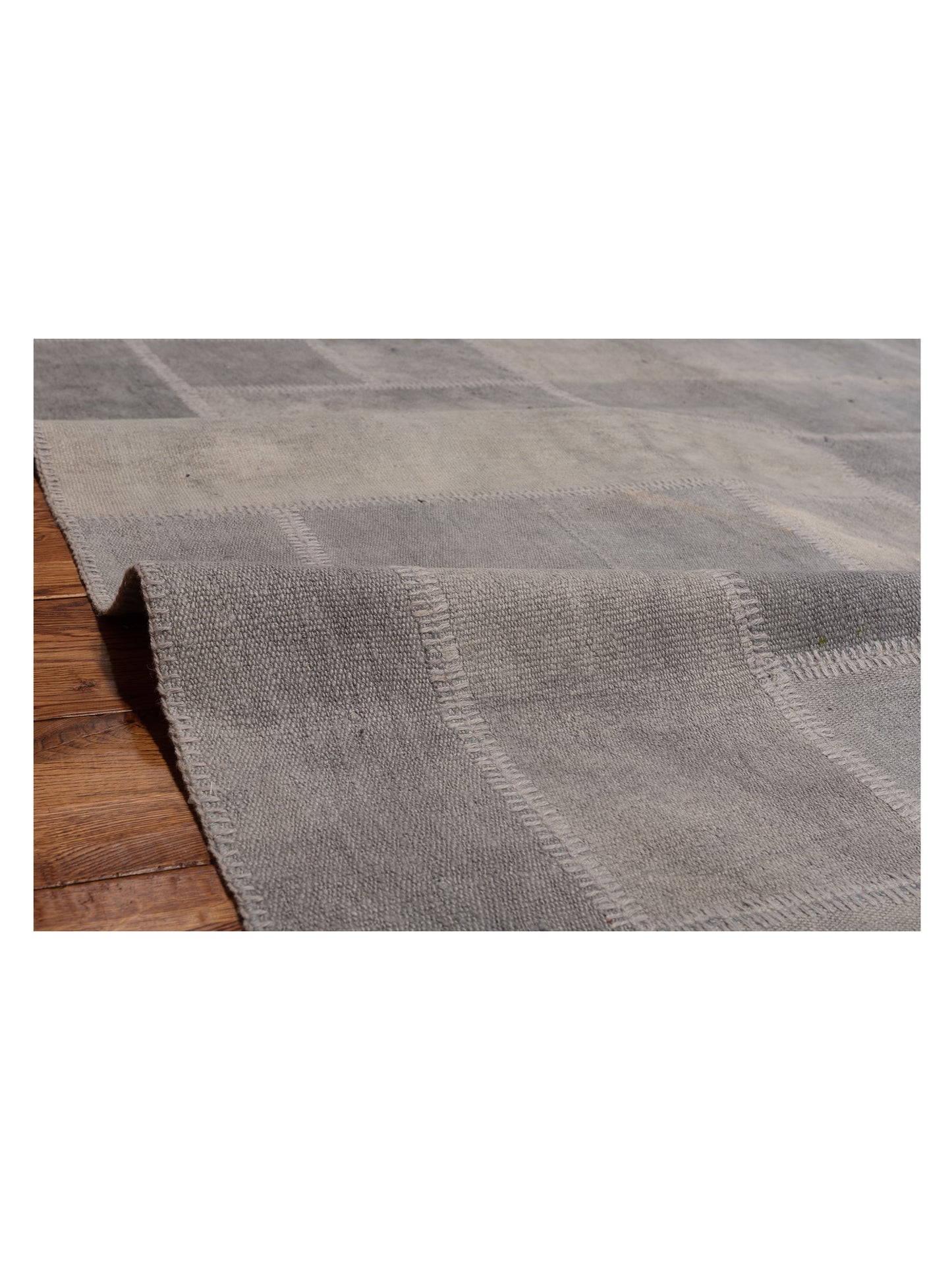 Patchwork Light Gray 8.11x11.6 Hand Knotted Rug