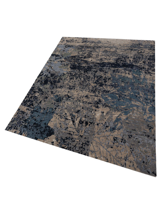 Tenzari Silver Gray 9.10x13.9 Hand Knotted Rug