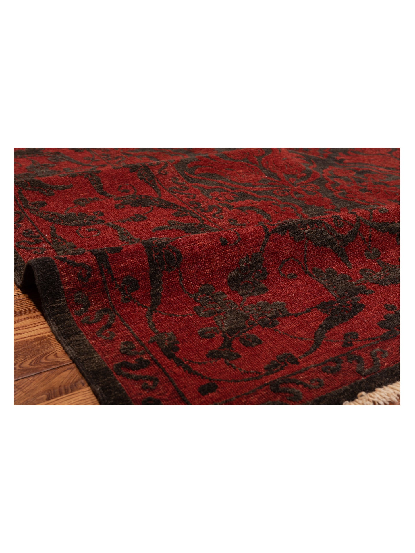 Defnera Charcoal Red 9.7x11.9 Hand Knotted Rug