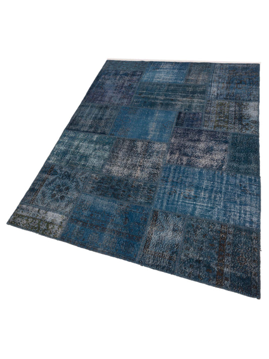 Patchwork Indigo 6x9 Hand Knotted Rug