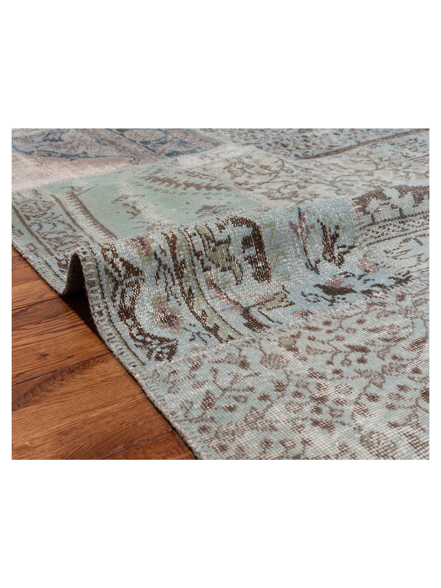 Patchwork Blue Blue 5x8 Hand Knotted Rug