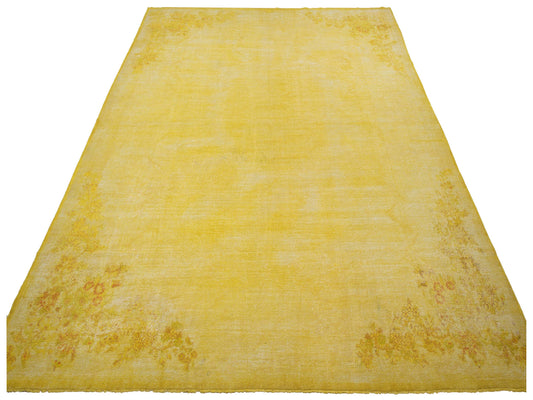Vintage Yellow 10.2x13.8 Hand Knotted Rug