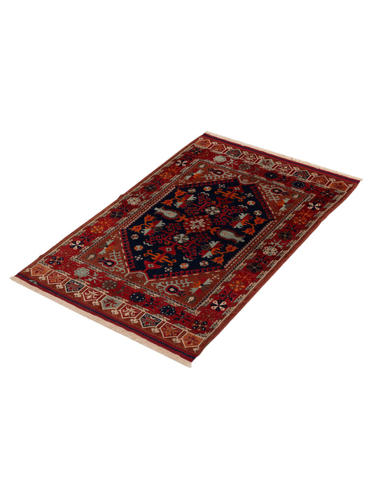Shirvara Navy Red 3.10x5.10 Hand Knotted Rug