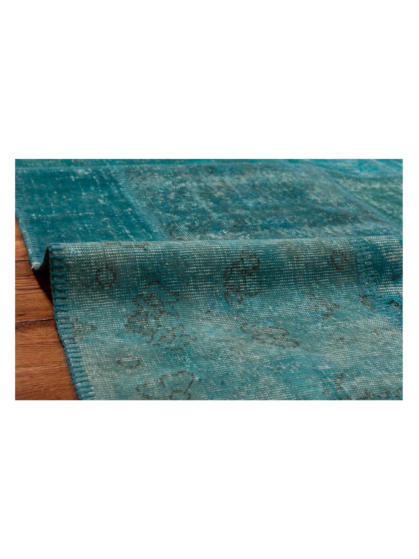 Patchwork Turquoise 9.1x12 Hand Knotted Rug