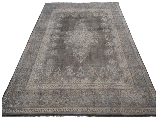 Vintage Dark Gray 9.9x13.2 Hand Knotted Rug