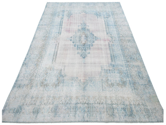 Vintage Light Blue 9.3x12.2 Hand Knotted Rug