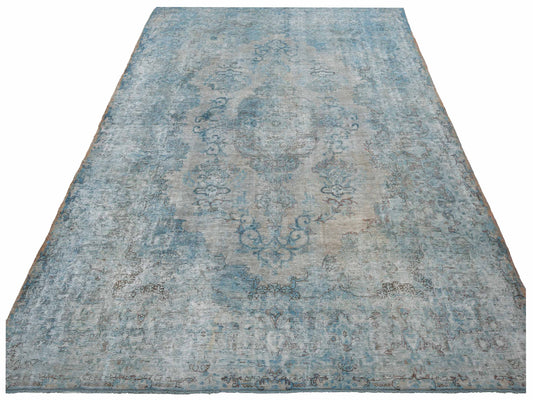 Vintage Blue 9.6x13.3 Hand Knotted Rug