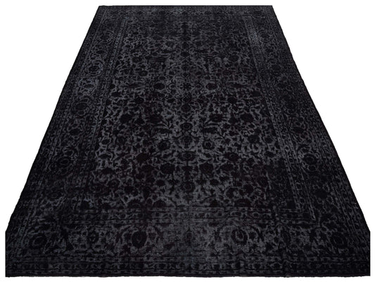 Vintage Black 9.8x12.9 Hand Knotted Rug