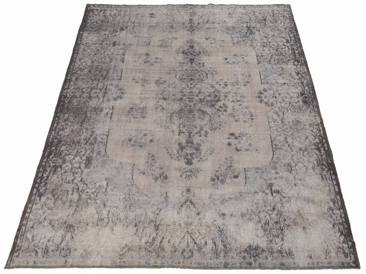 Vintage Light Gray 9.7x12.5 Hand Knotted Rug