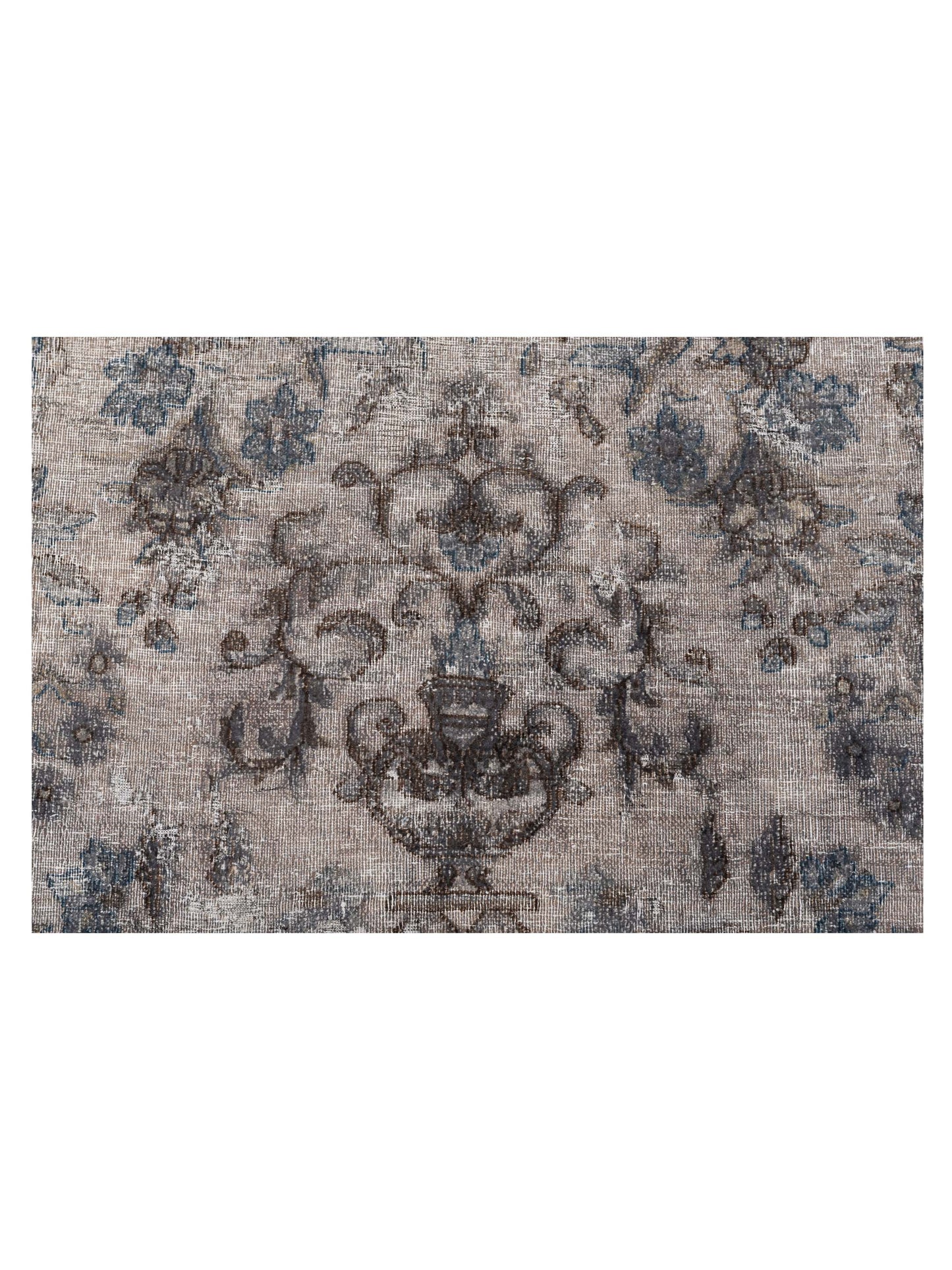 Vintage Gray Blue 9.8x13.6 Hand Knotted Rug