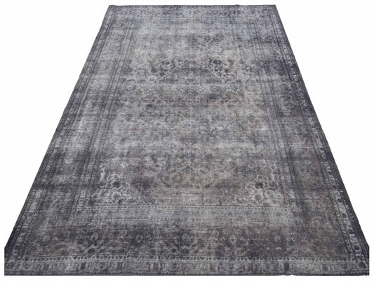 Vintage Gray 9.1x12.9 Hand Knotted Rug