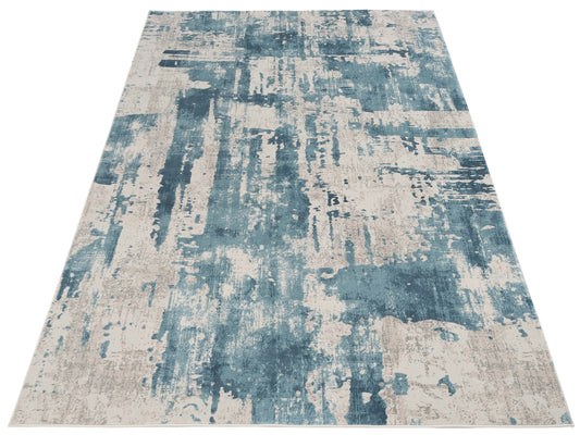 Calvera Blue Ivory 6.7x9.6 Machine Made Rug