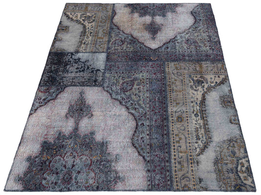 Patchwork Gray 8.1x9.1 Hand Knotted Rug