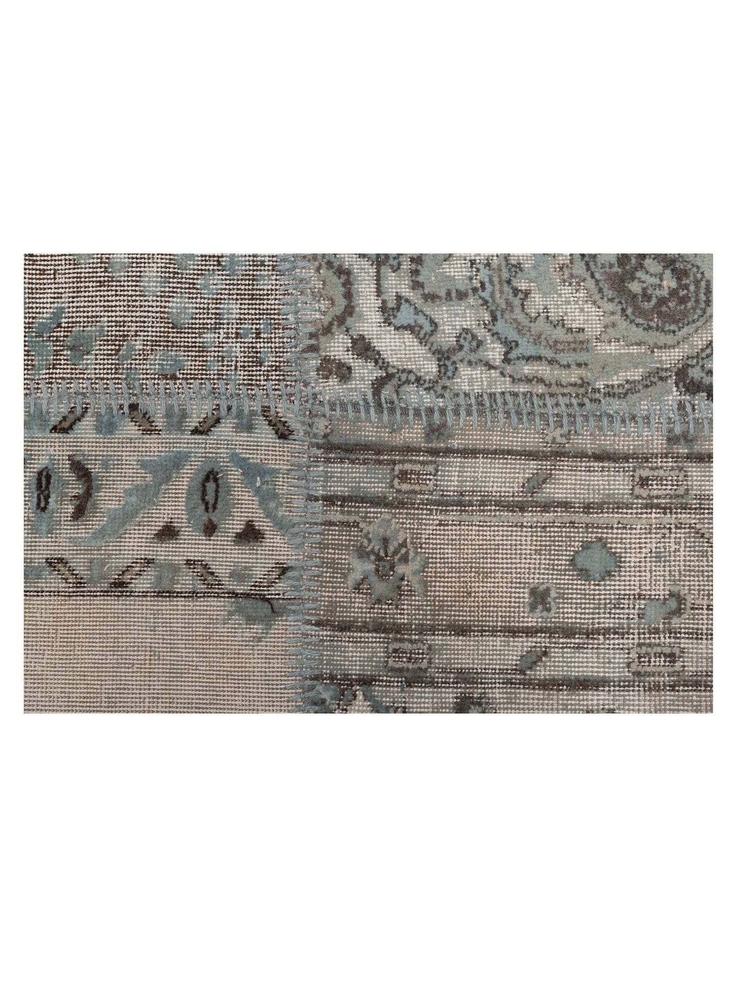 Patchwork Light Blue 9x12 Hand Knotted Rug