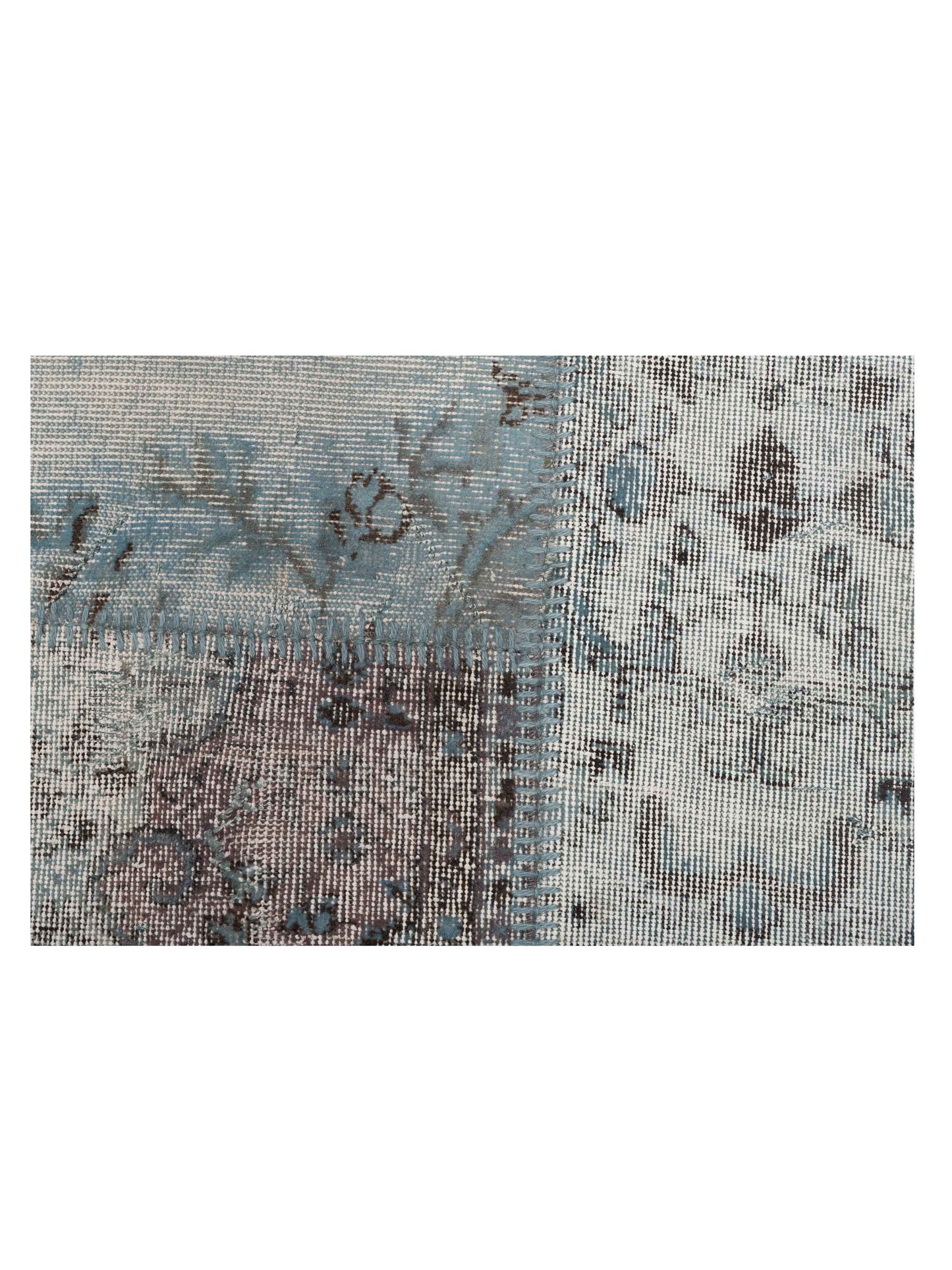 Patchwork Light Blue 9.1x12 Hand Knotted Rug