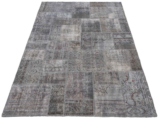 Patchwork Dark Gray 8.2x10 Hand Knotted Rug