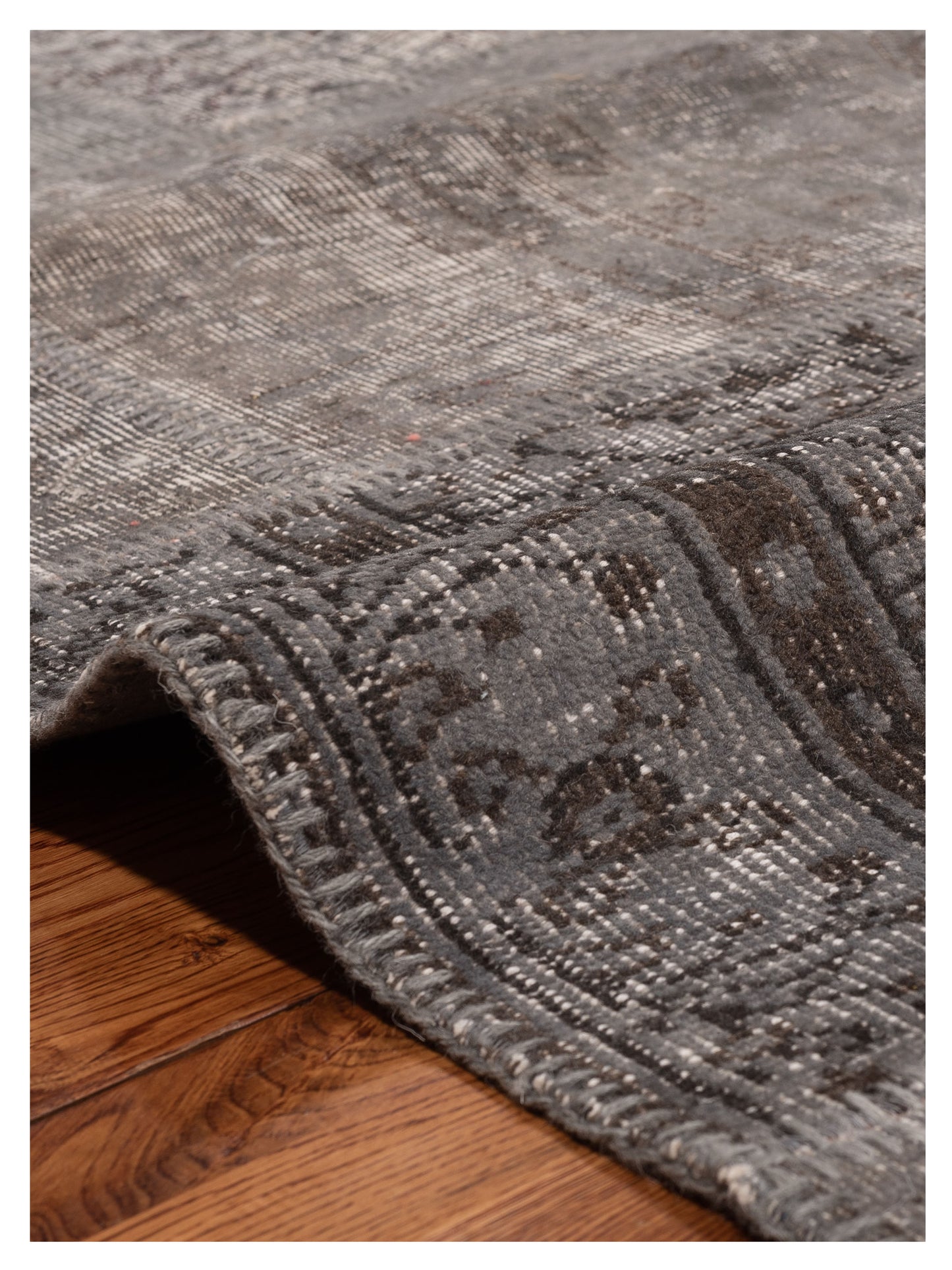 Patchwork Gray 8x9.11 Hand Knotted Rug