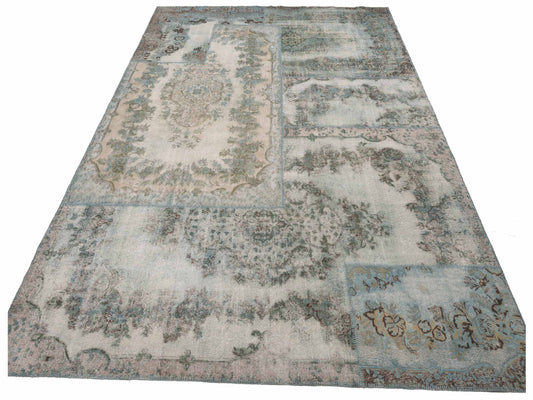 Patchwork Blue 10x13.10 Hand Knotted Rug