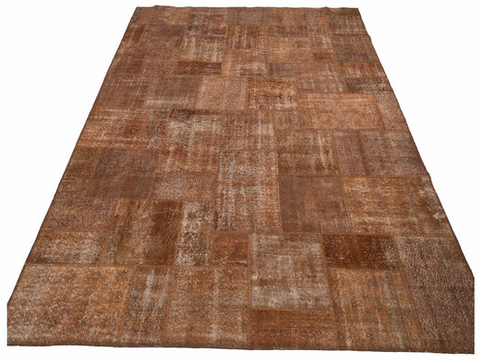 Patchwork Brown 9.10x13.1 Hand Knotted Rug