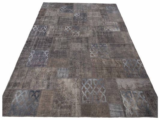 Patchwork Dark Gray 9.10x13.1 Hand Knotted Rug