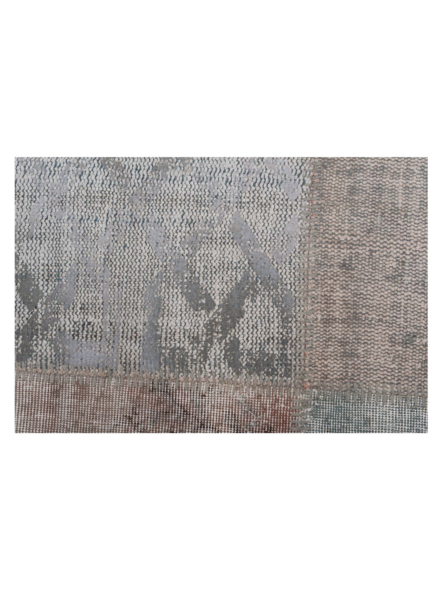 Patchwork Aqua Green 9.10x13.2 Hand Knotted Rug